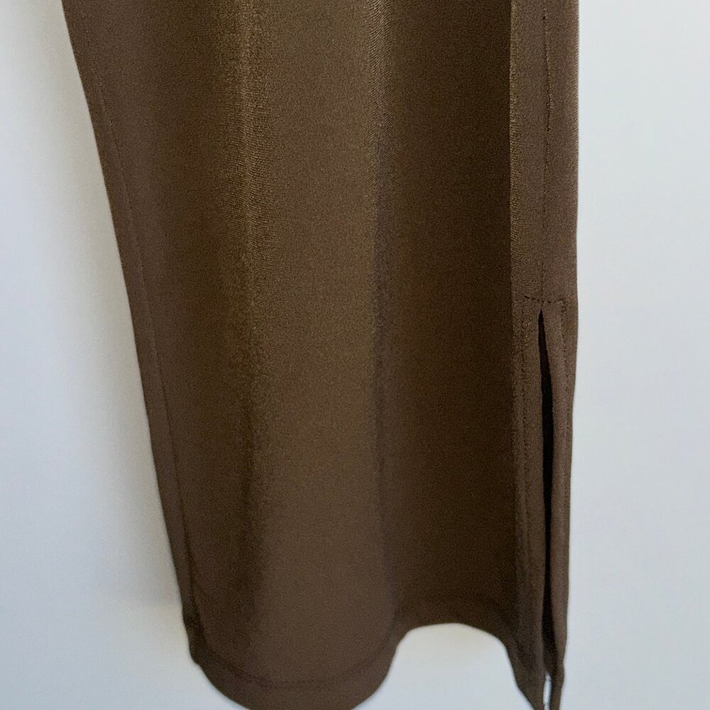 SUSAN GRAVER Every Day Liquid Knit Wide-Leg Pants Size XL Brown Side Slit ~ EUC - Picture 3 of 13